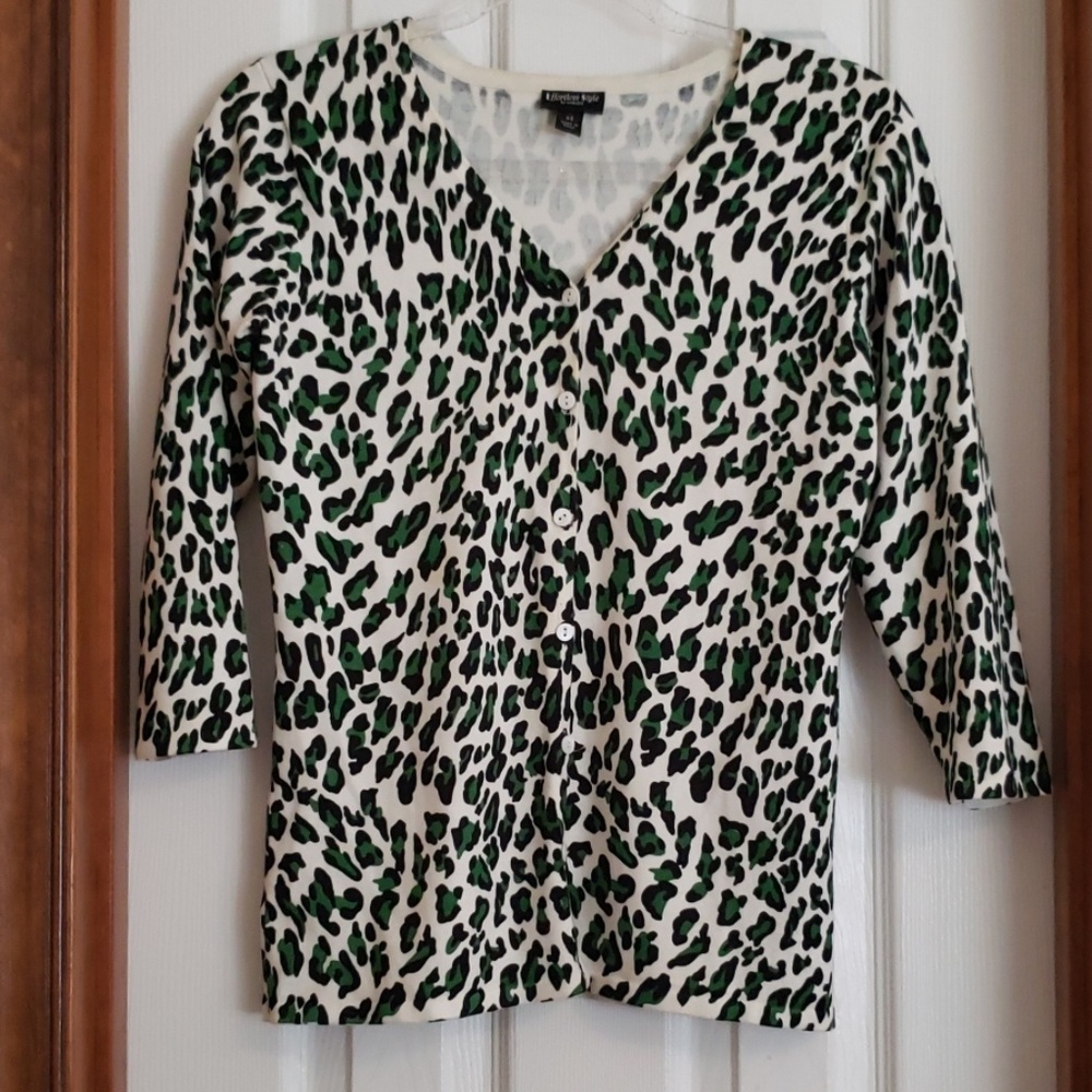 🍒Pin-up🍒 Effortless Style green leopard cardigan